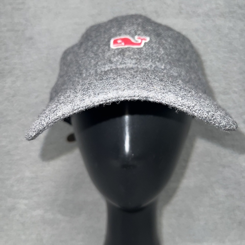 Vineyard Vines Gray Wool Blend Hat Cap Embroidered Pink Whale Strapback Casual